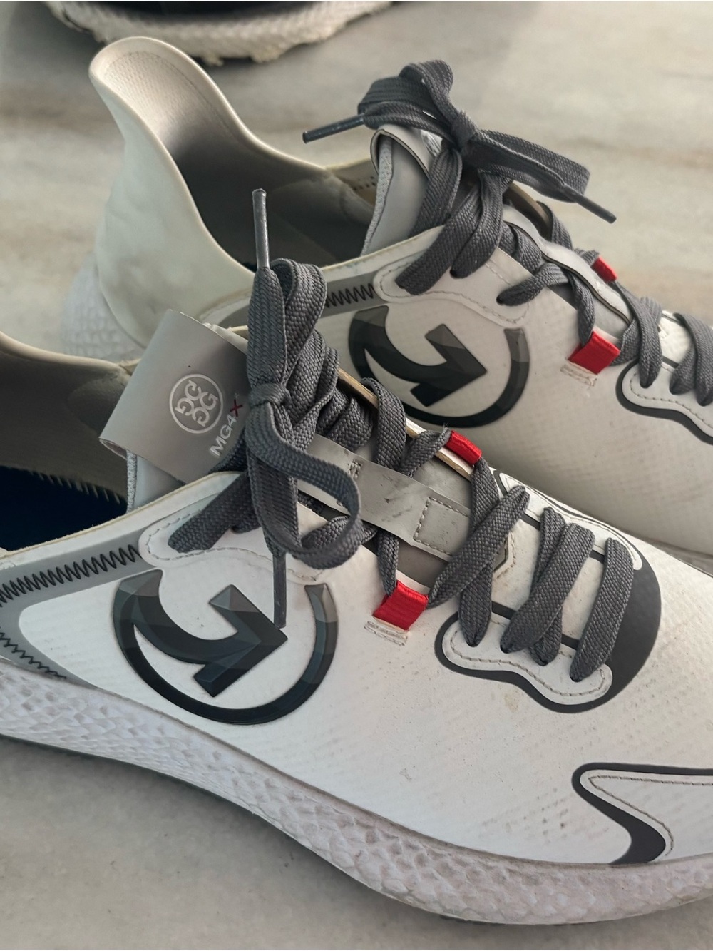 G/FORE MGX Men’s Athletic Shoes - White, Gray & Red Accents
